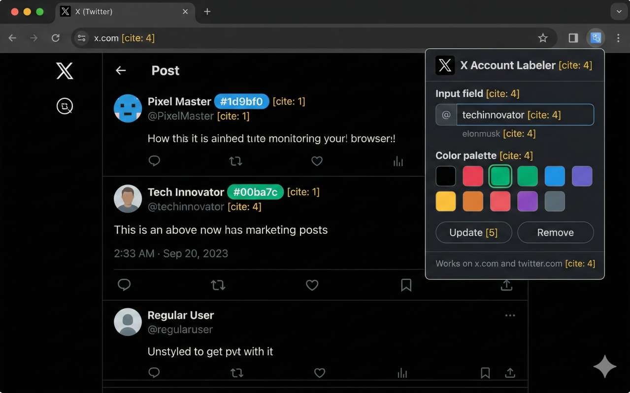 X Account Labeler Popup Interface